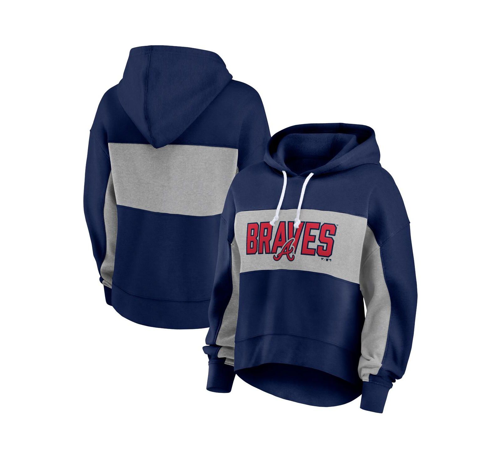 Женское худи Fanatics Navy Atlanta Braves Filled Stat Sheet Pullover