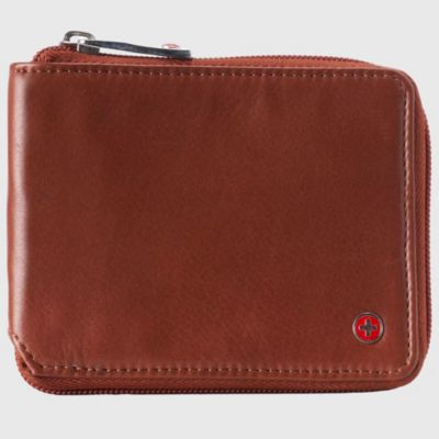 Alpine Swiss Men's Logan Zipper Bifold Wallet | All-Around Zip Closure | 13 Card Slots 2 Bill Sections | RFID Protected Premium Leather | Gift Box