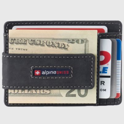 Alpine Swiss Men's Harper RFID Slim Money Clip Front Pocket Wallet Minimalist Leather ID Card Holder