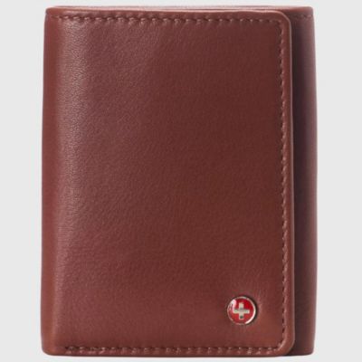 Alpine Swiss Mens Leon Trifold Wallet RFID Safe Bifold Genuine Leather ID Window