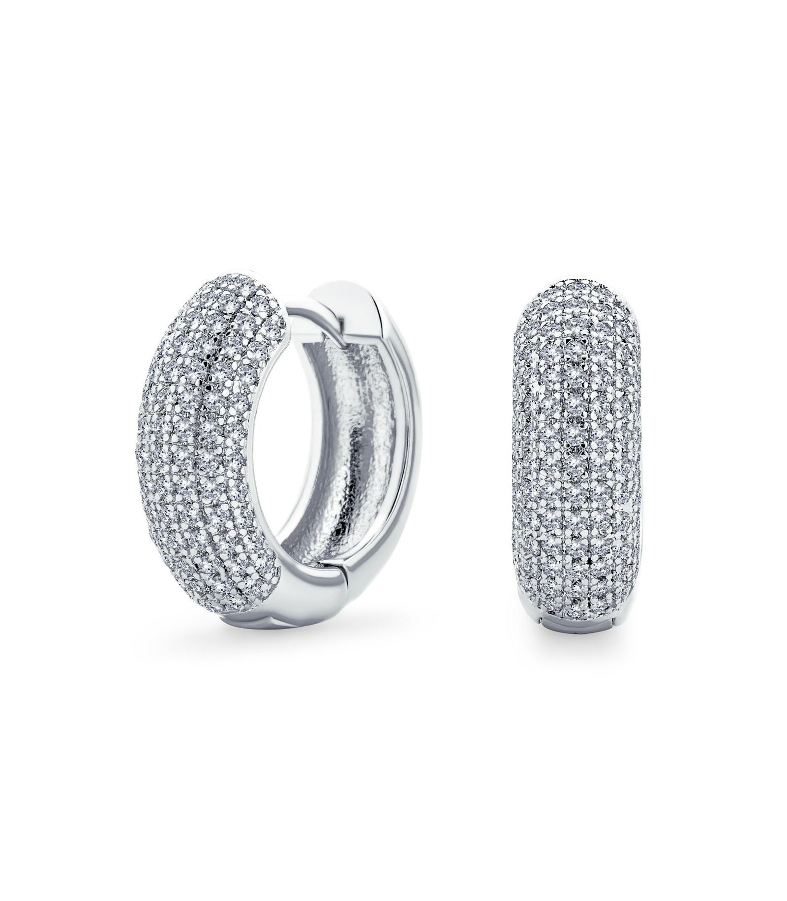 Bling Jewelry серьги-кольца мини-хугги с паве CZ, позолота, застежка на петле