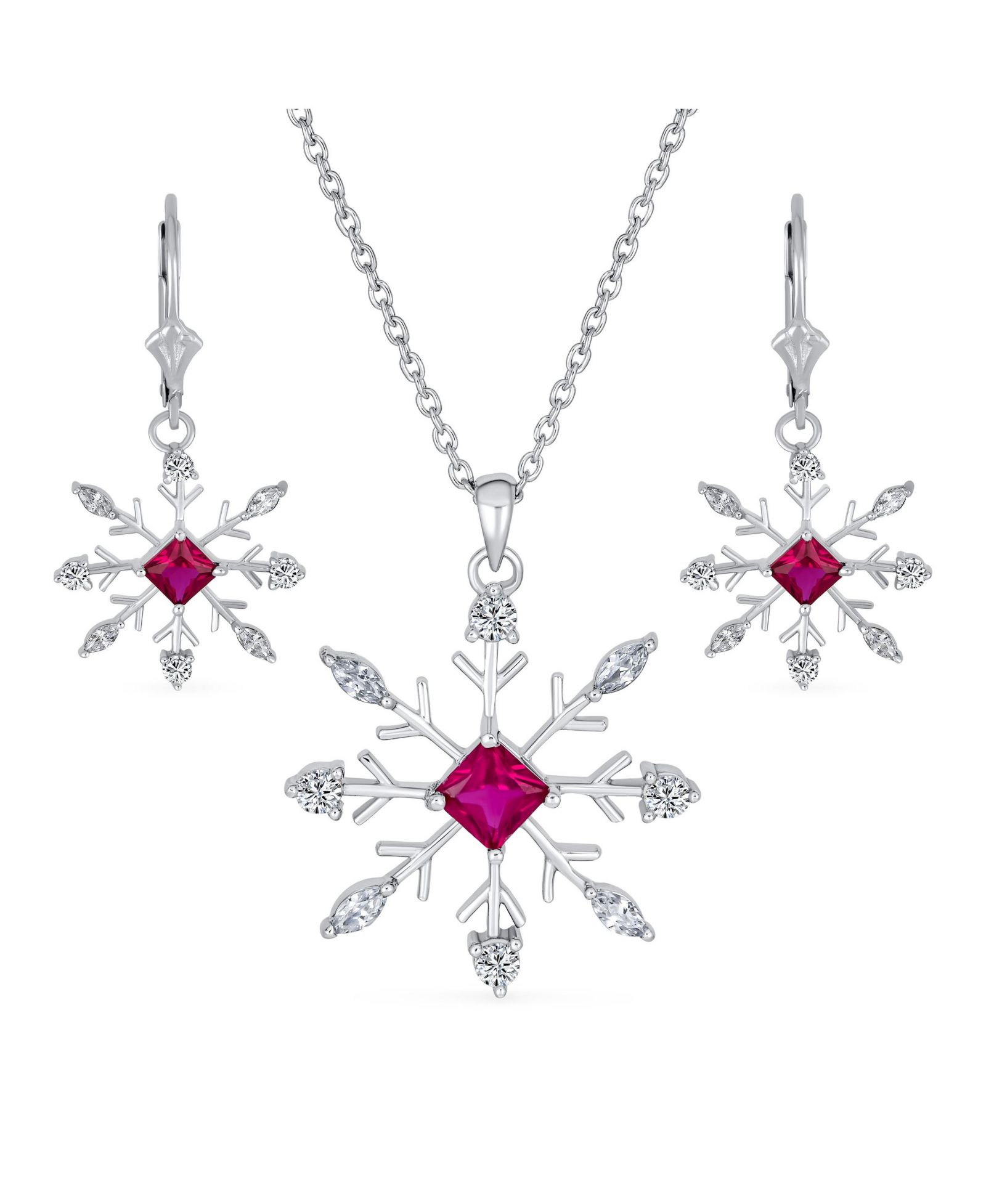 Ювелирный набор Bling Jewelry Multi-Stone Snowflake Necklace & Earrings