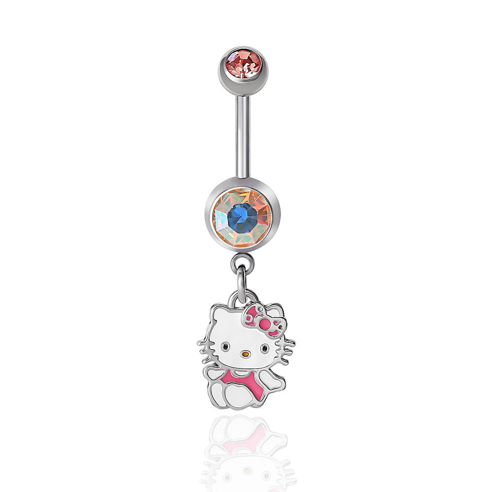 Пирсинг для пупка Hello Kitty Sanrio Authentic Light Rose Crystal Stainless Steel 14G