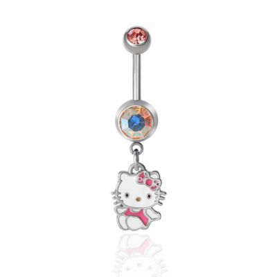 Пирсинг для пупка Hello Kitty Sanrio Authentic Light Rose Crystal Stainless Steel 14G