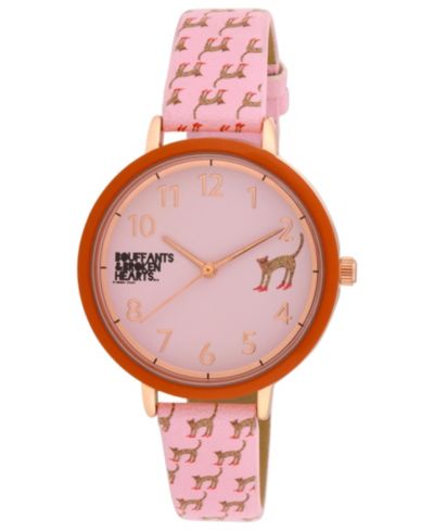 Женские часы Kendra Dandy Quartz с розовой искусственной кожей и узором в виде сердец