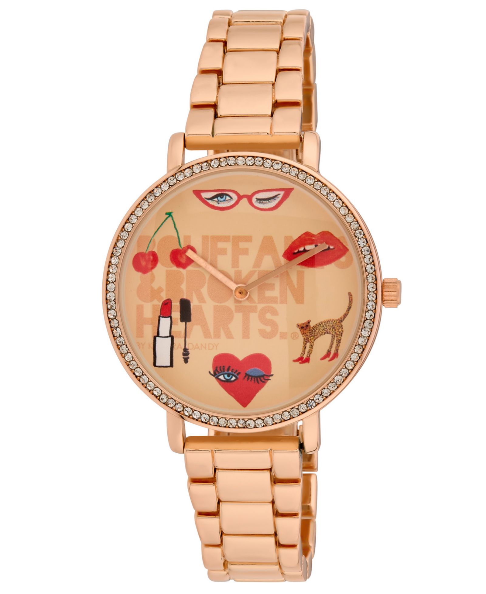 Женские часы Kendra Dandy Quartz Bouffants and Broken Hearts Rose Gold-Tone Alloy 38mm