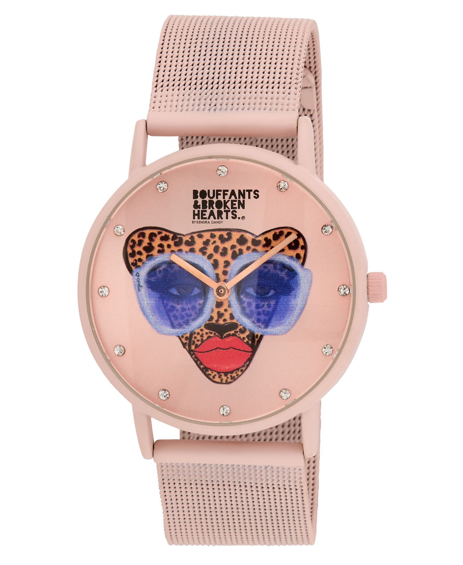 Kendra Dandy Женские часы Quartz Bouffants and Broken Hearts Pink Mesh Alloy 38mm
