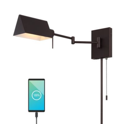 Настенное бра Arlo Farmhouse Industrial Single Swing Arm LED с цепью