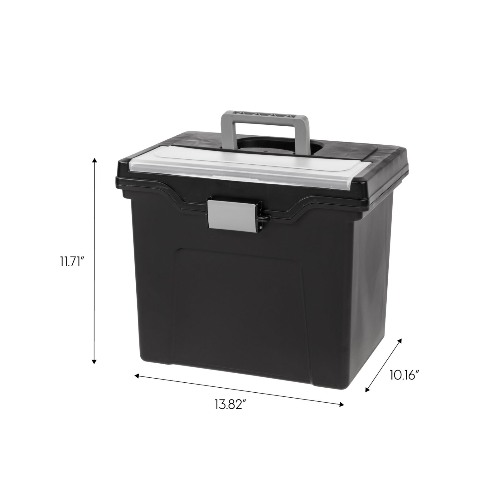 IRIS Portable Letter Size File Box with Built-In Organizer Lid and Handle for Hanging Folders, Large, Black