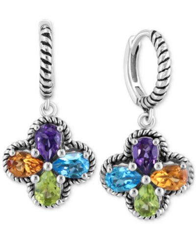 EFFY Collection Серьги-подвески с многоцветными драгоценными камнями в серебре Sterling Silver