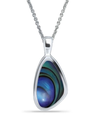 Macy's Abalone or Pink Shell Inlay Freeform Pendant Necklace