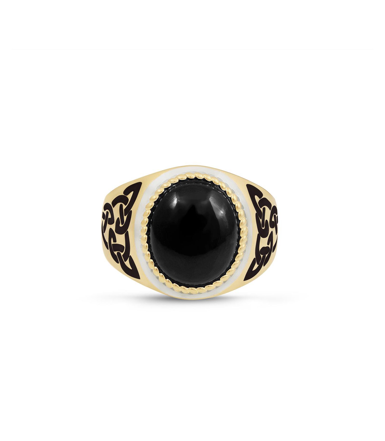 LuvMyJewelry Onyx Signet Ring Gold Plated Sterling Silver