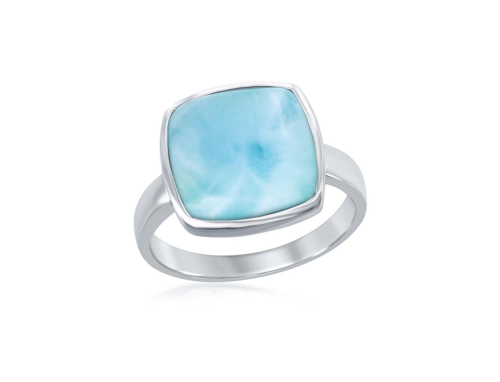 Sterling Silver Larimar Square Ring