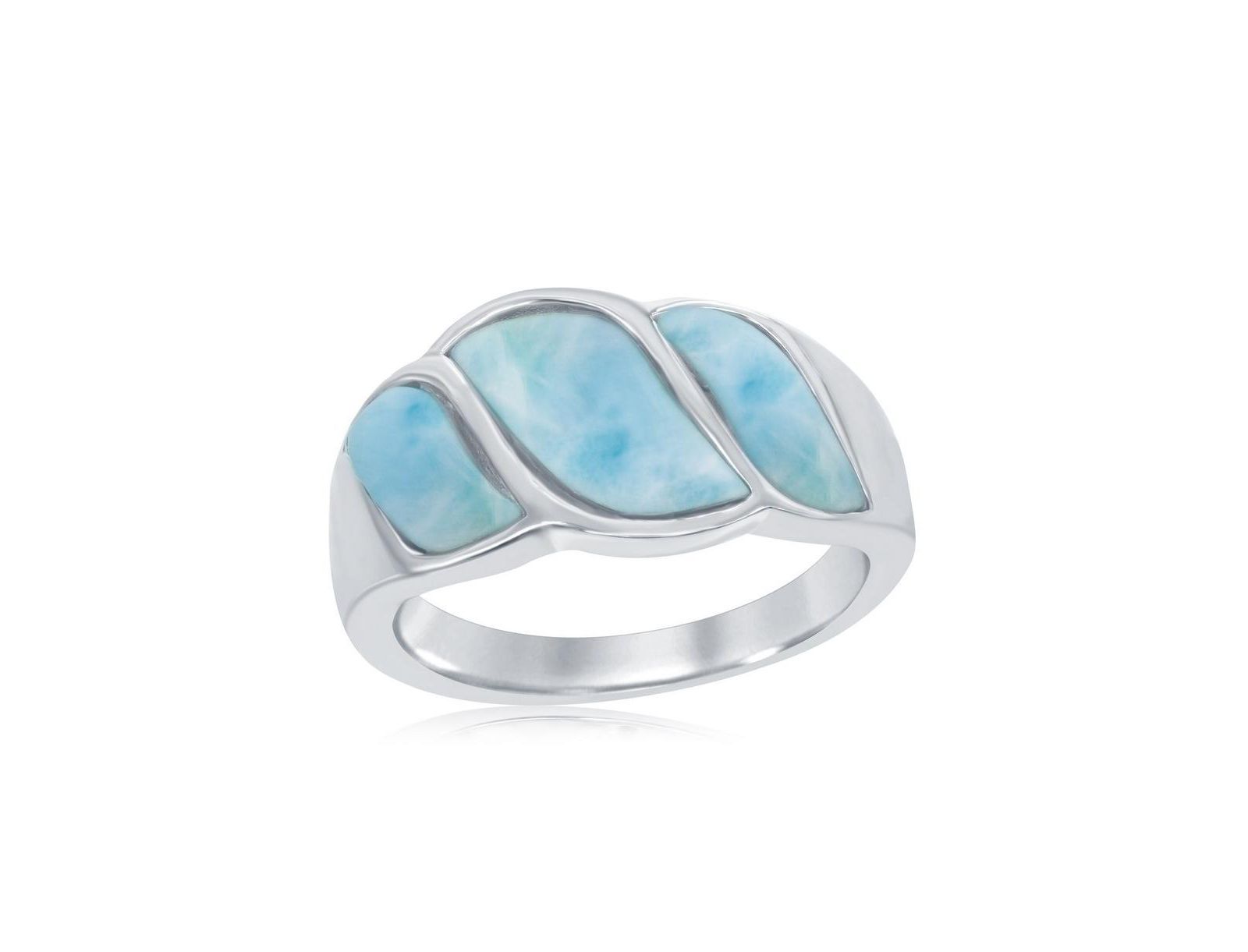 Кольцо Caribbean Treasures Sterling Silver Larimar Wave Design