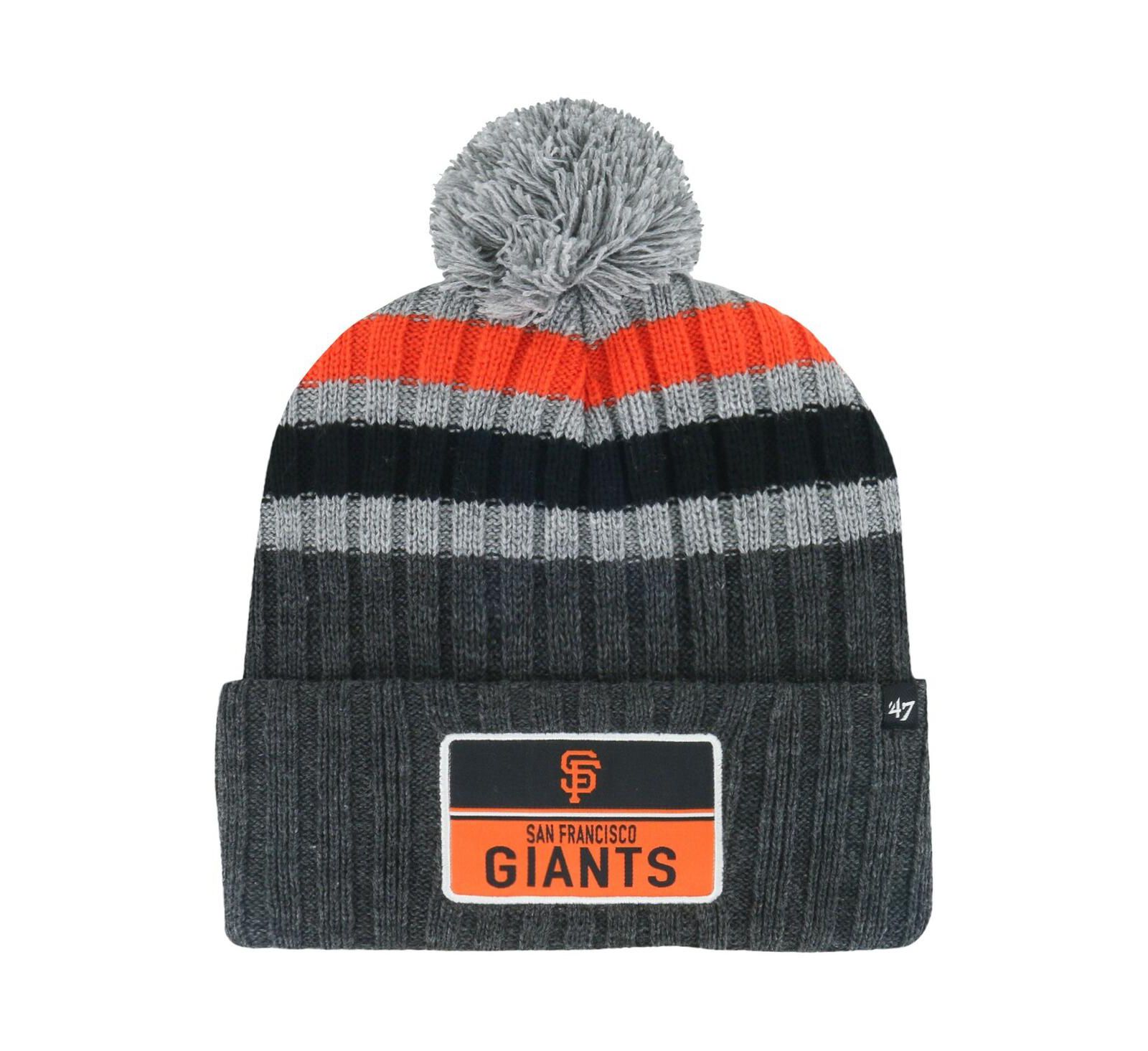 Мужская вязаная шапка '47 Brand Gray San Francisco Giants с помпоном