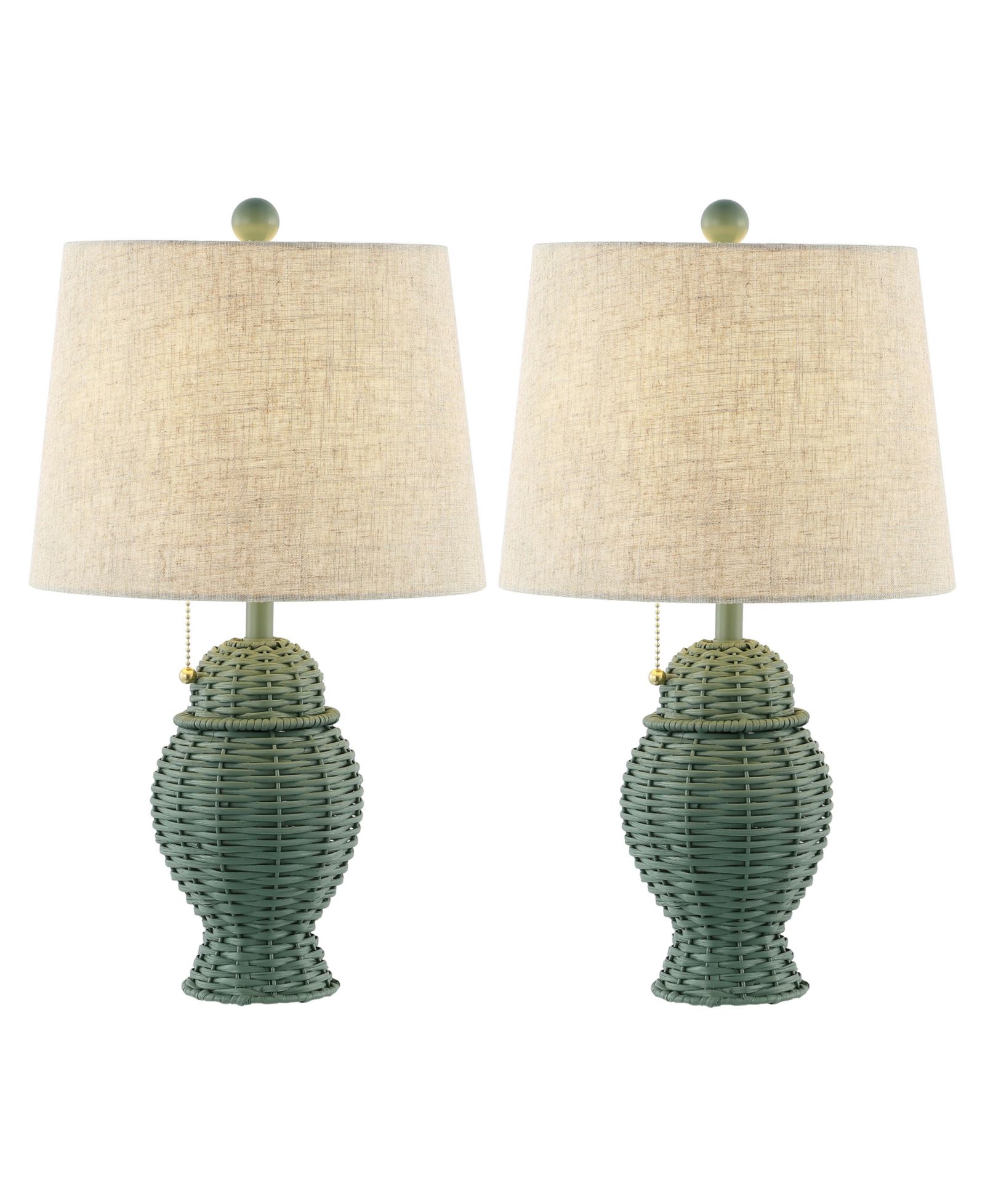 Margie Wicker 20.5" Bohemian Rustic Iron LED Table Lamp, Green (Set of 2)