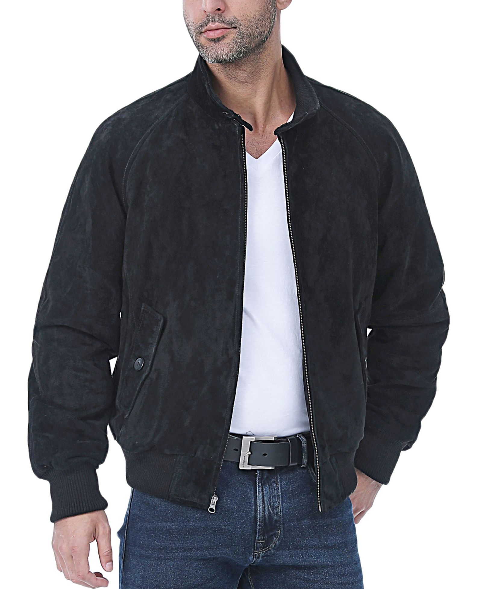 Landing Leathers Tall WWII Suede Leather Bomber Jacket