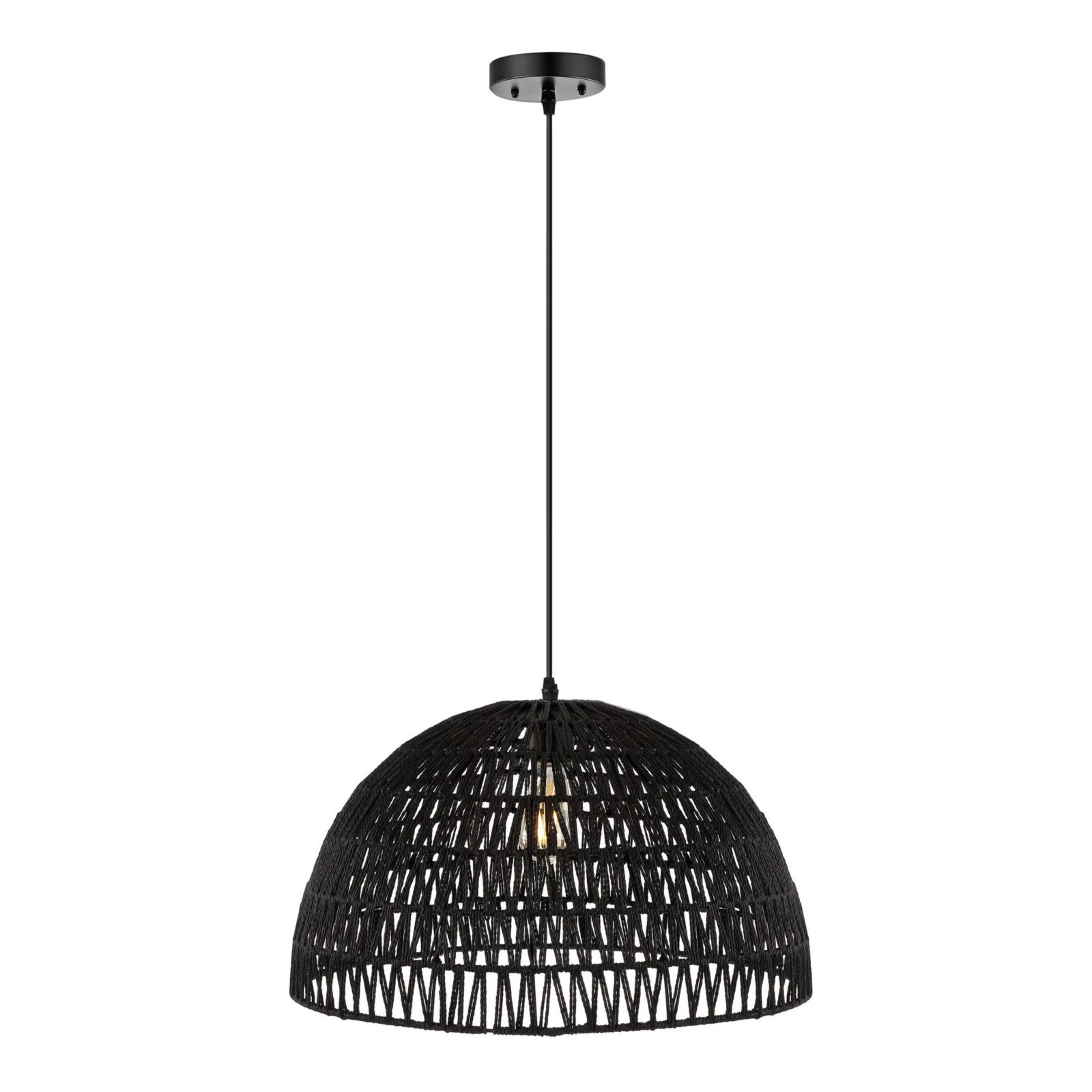 Campana Bohemian Modern Woven Rattaniron LED Pendant