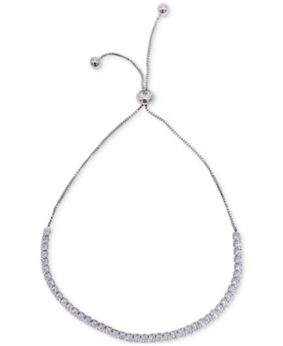 ADORNIA Rhodium-Plated Cubic Zirconia Tennis-Style Slider Bracelet