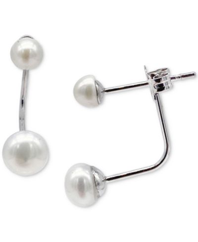 ADORNIA Silver-Tone Freshwater Pearl (4-6mm) Jacket Earrings