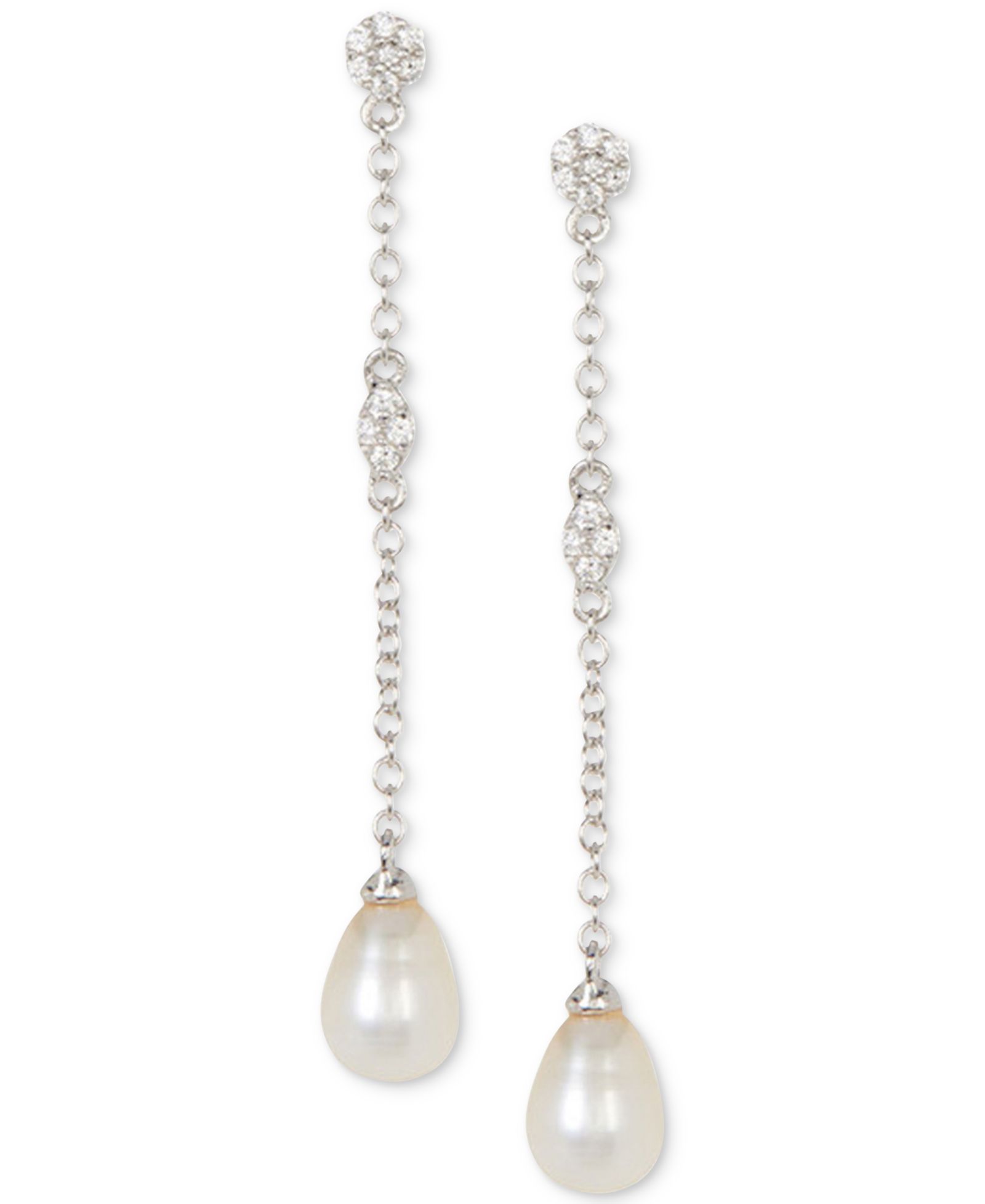 Серьги ADORNIA Silver-Tone Freshwater Pearl (7mm) Drop Earrings