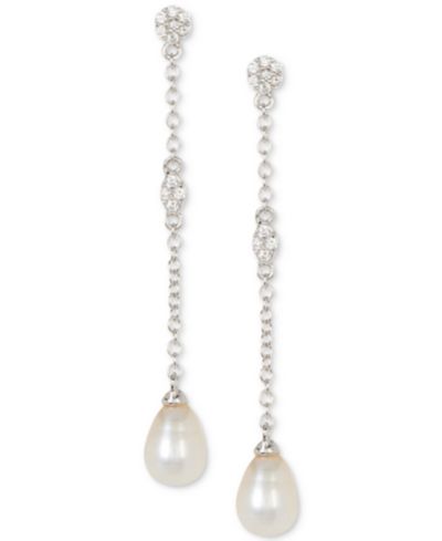 Серьги ADORNIA Silver-Tone Freshwater Pearl (7mm) Drop Earrings
