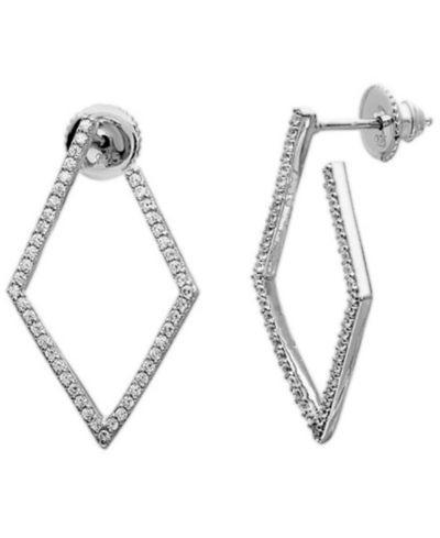 ADORNIA Silver-Tone Geometric Wrap Around Hoop Earrings, 1"