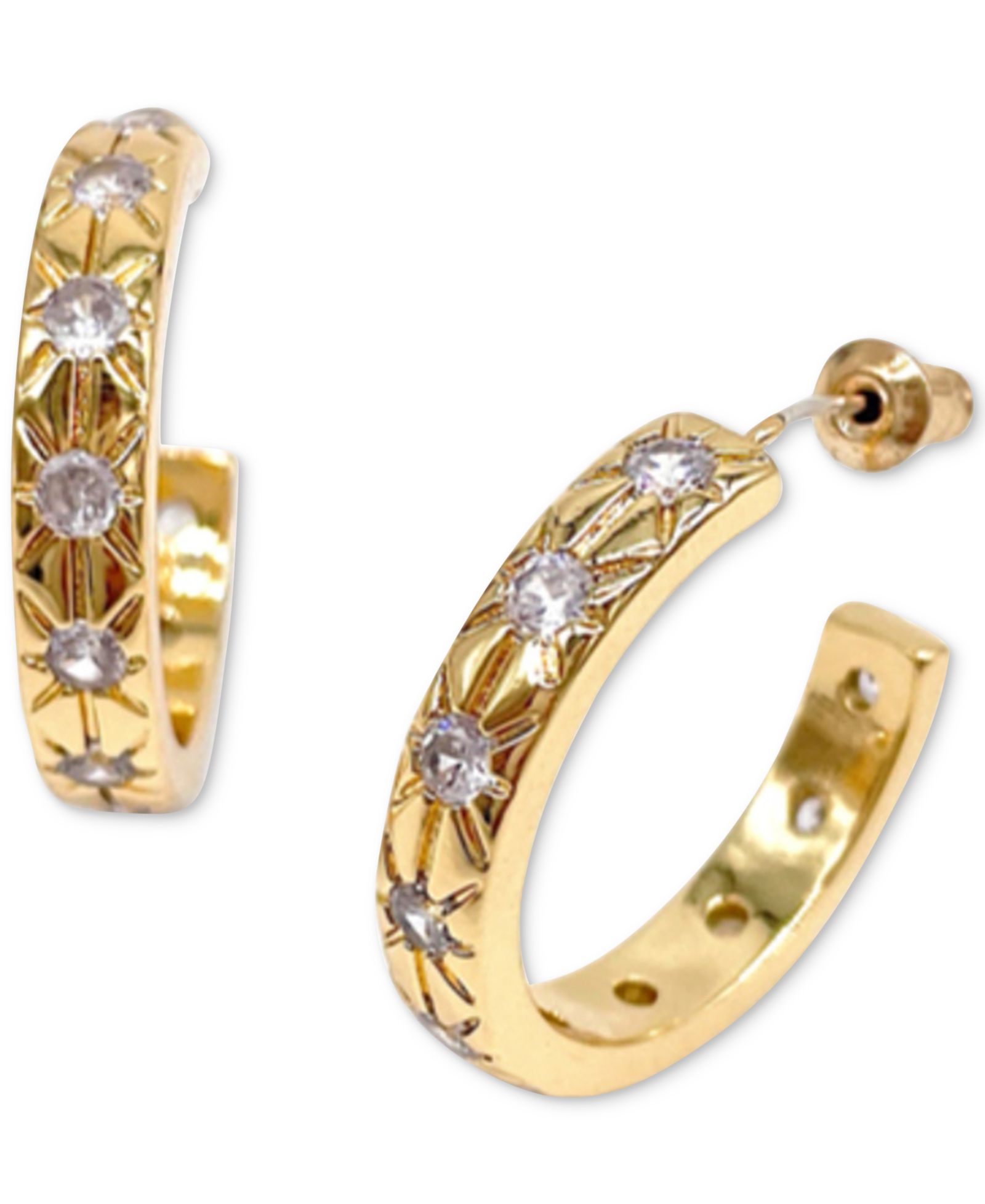 Серьги-кольца ADORNIA с гравировкой starburst, 1"