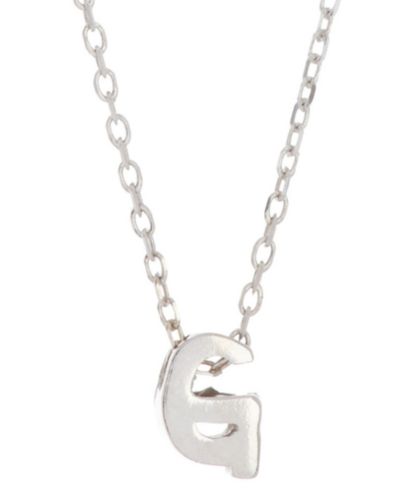 ADORNIA Rhodium-Plated Mini Initial A Pendant Necklace, 16" + 2" extender