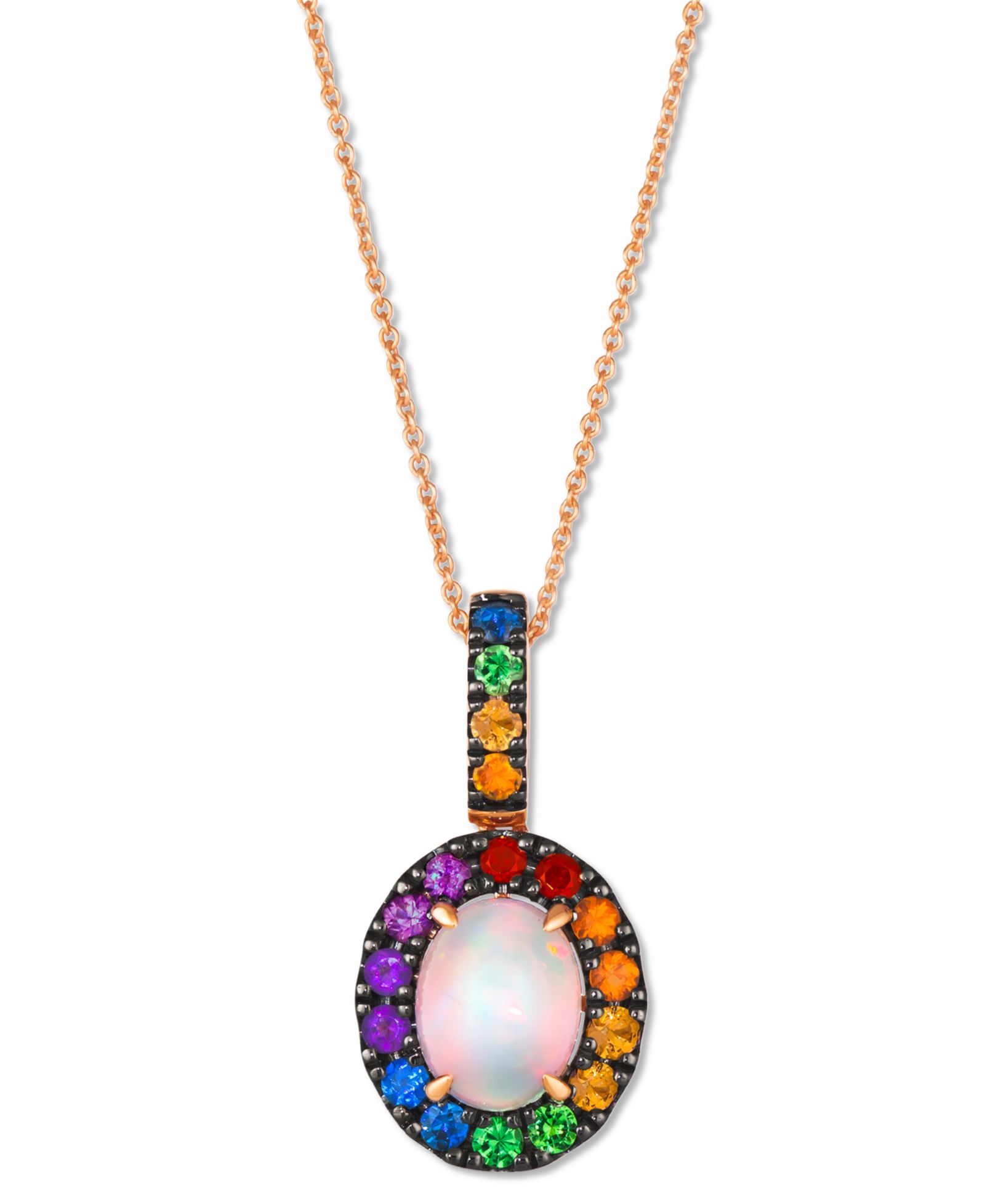 Подвеска Le Vian® Multi-Gemstone Halo Adjustable 20" в 14k розовом золоте
