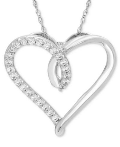 Подвеска Diamond Open Heart в 14k белом золоте