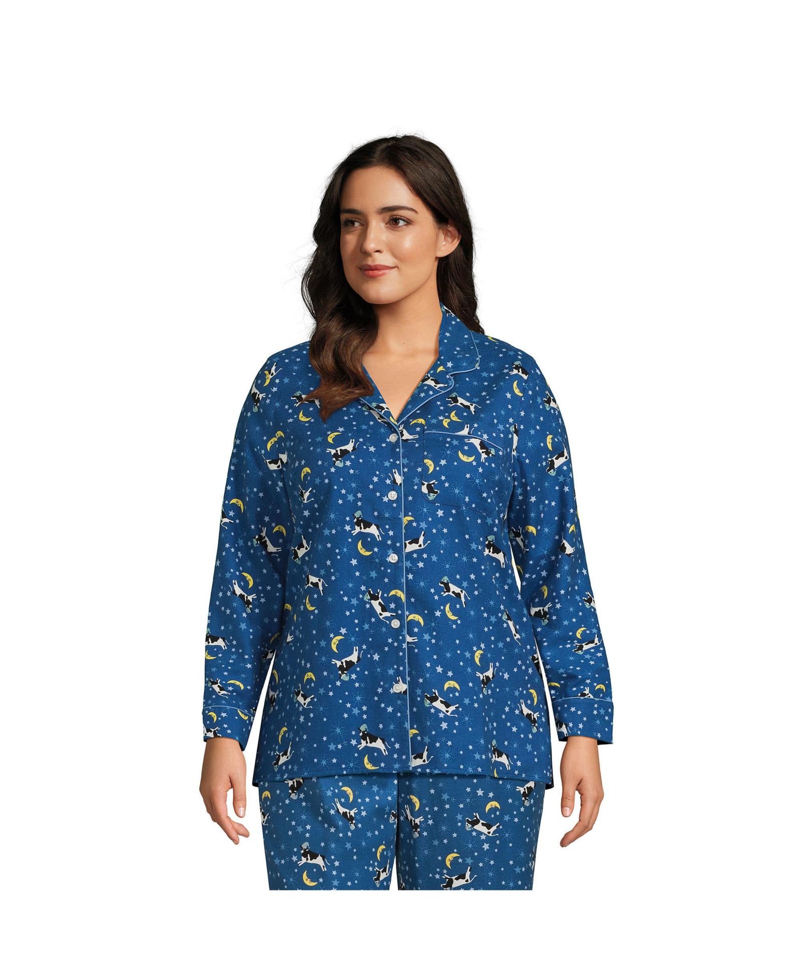 Фланелевая рубашка Lands' End Plus Size Long Sleeve Print Flannel Pajama Top