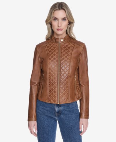 Andrew Marc Женский Marlette quilted lamb leather scuba jacket