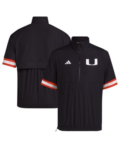 Мужская ветровка adidas Black Miami Hurricanes Strategy Short Sleeve Half-Zip