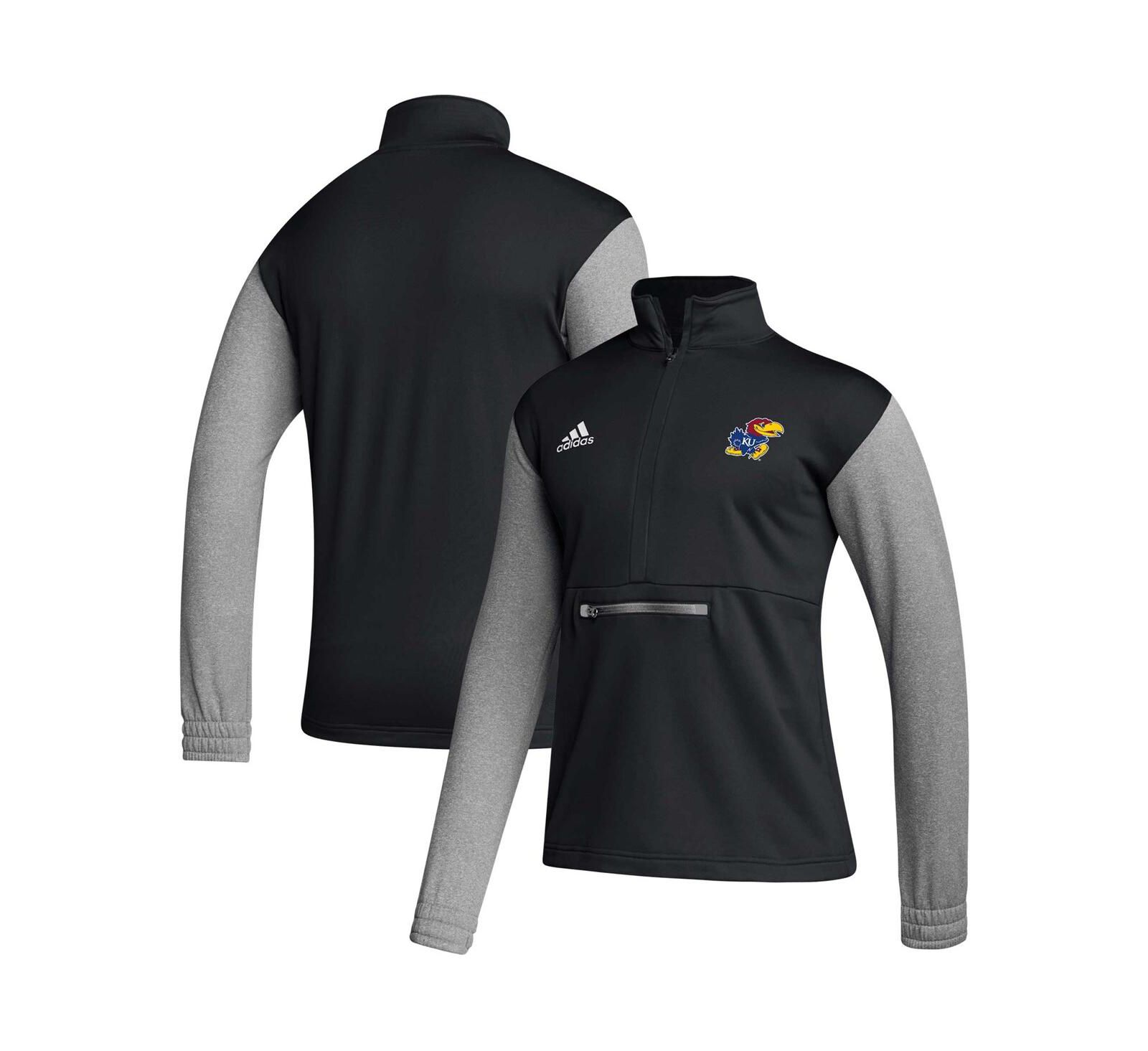 Мужской топ adidas Black Kansas Jayhawks Sideline AEROREADY на молнии