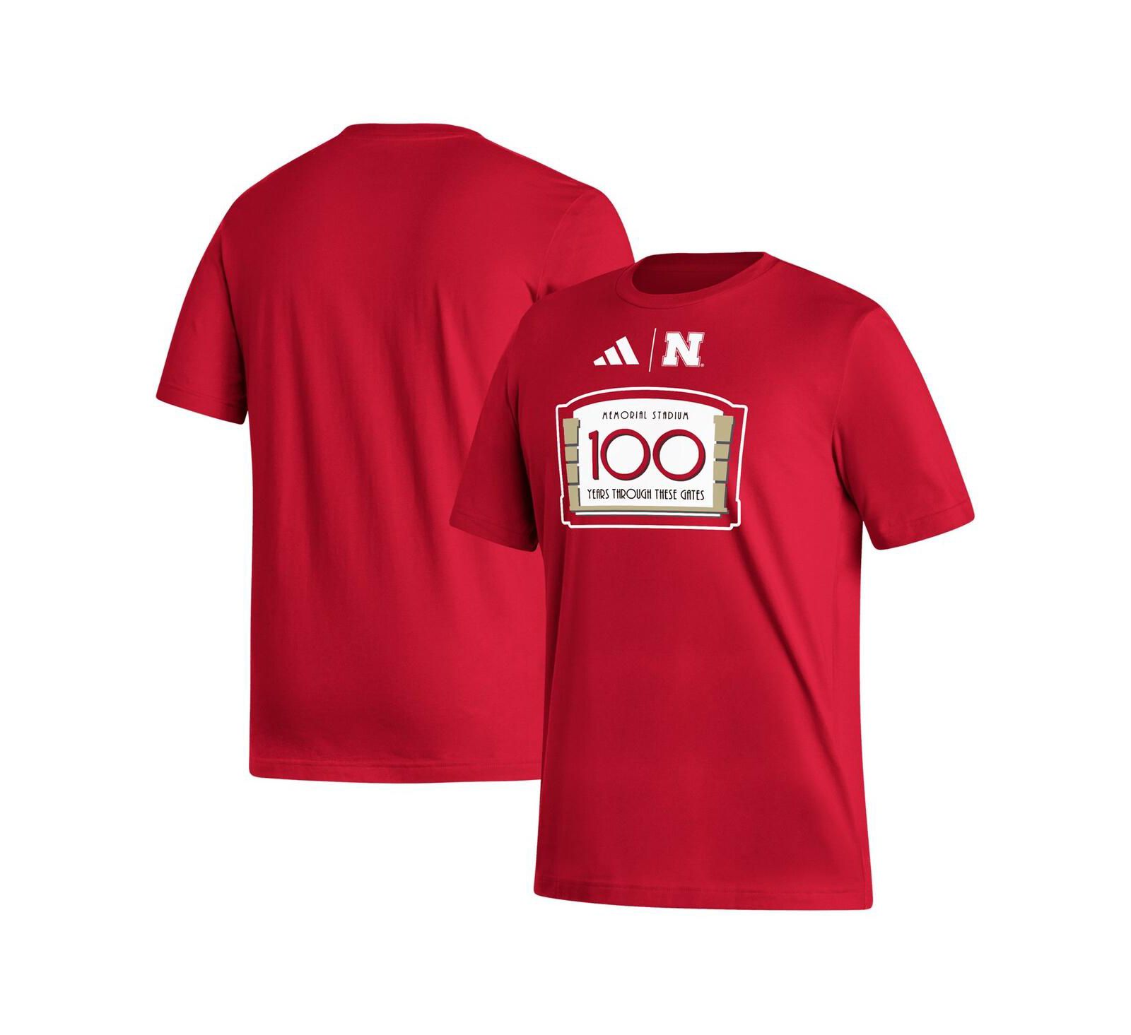 Men's adidas Scarlet Nebraska Huskers Memorial Stadium 100th Anniversary Sideline Strategy Fresh T-shirt