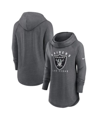 Женское худи Nike Heather Charcoal Las Vegas Raiders Raglan Funnel Neck Pullover Hoodie