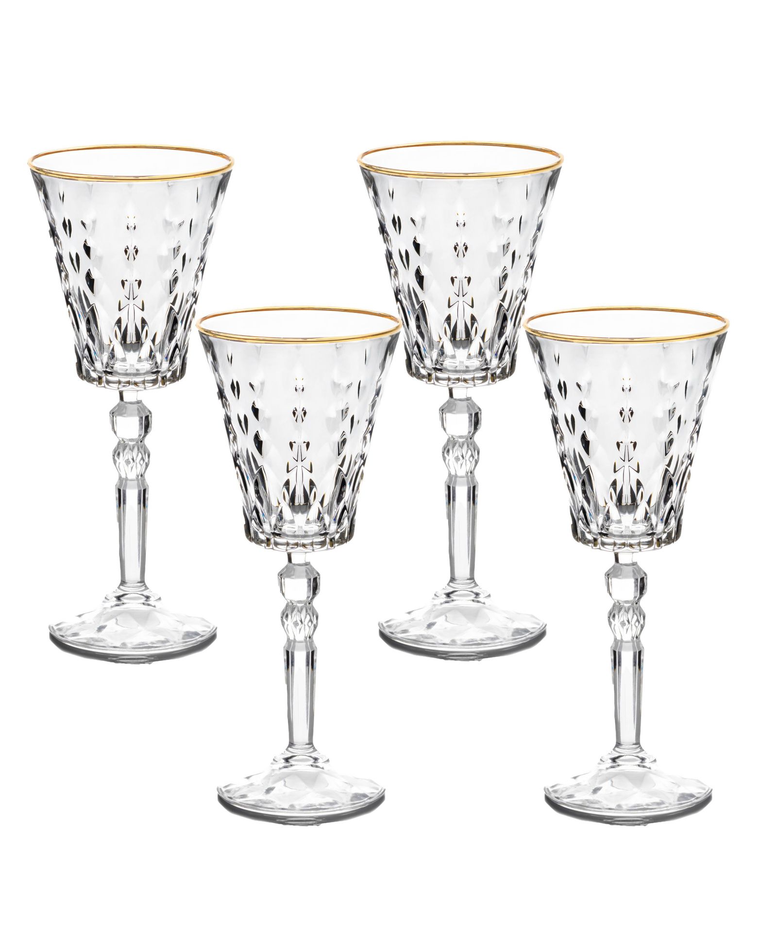 Lorren Home Trends бокалы для вина Marilyn Gold-Tone White, набор из 4 шт