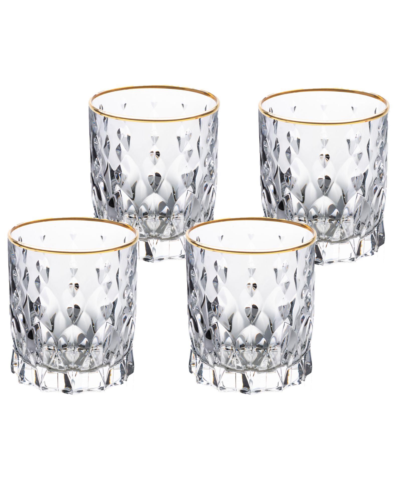 Lorren Home Trends Стаканы для виски Marilyn Gold-Tone, набор 4 шт.