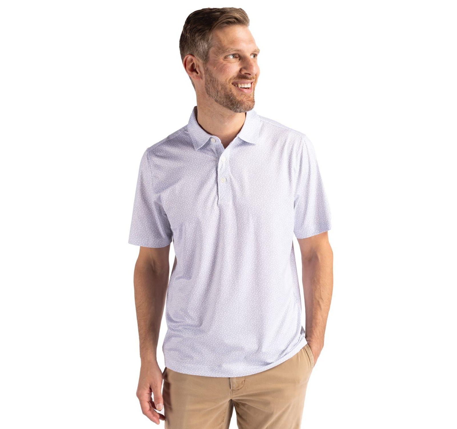 Cutter & Buck Men's Pike Eco Pebble Print Stretch Recycled Polo shirt