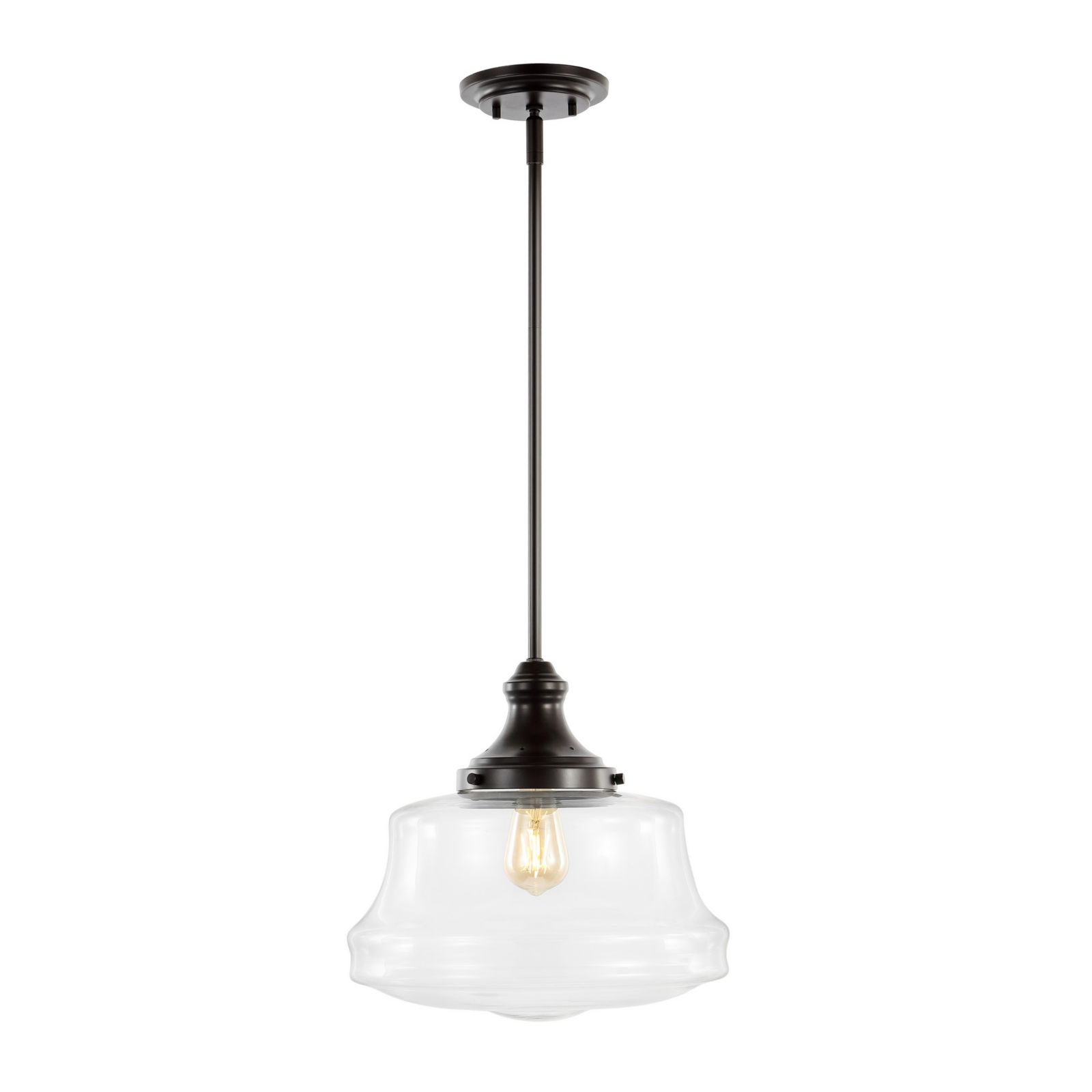 Schoolhouse Bohemian Farmhouse Iron/Glass LED Pendant