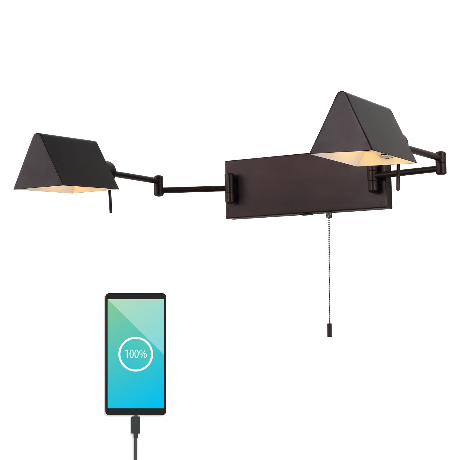 Arlo Farmhouse Industrial настенный светильник LED с подвесом, из железа, с цепью