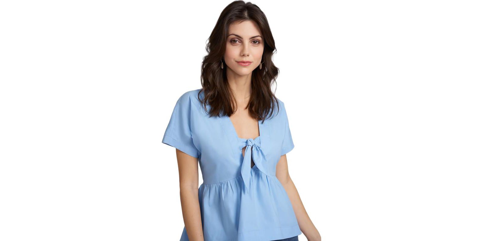 Caldwell Collection Women's Kennedy Tie Front V Neck Top