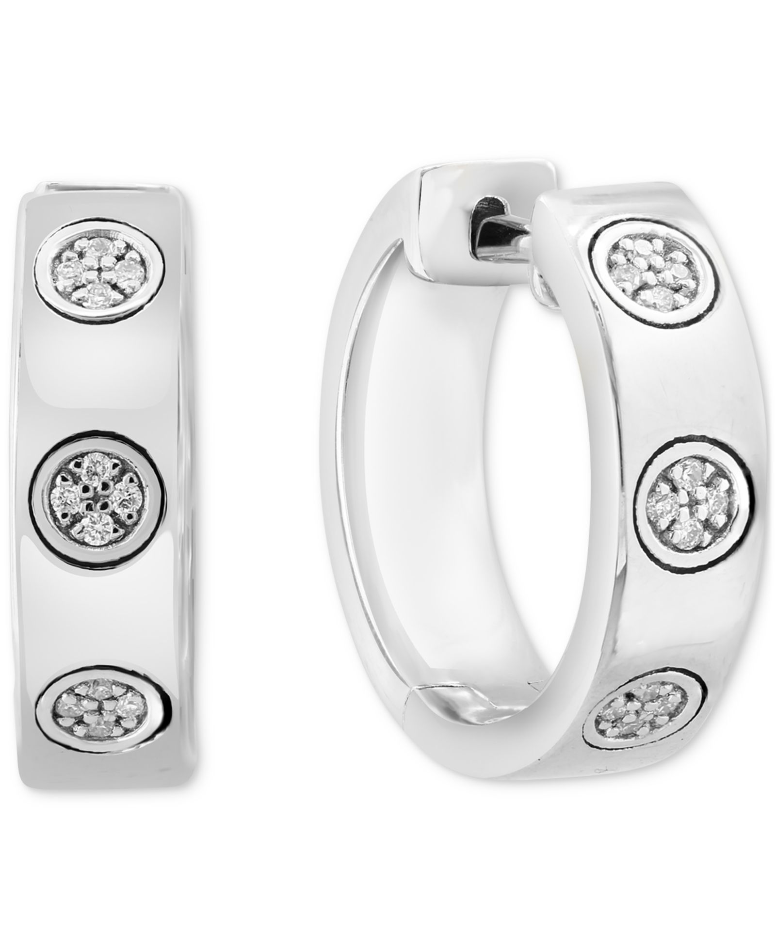 EFFY® Серьги-кольцо Diamond Mini Cluster из стерлингового серебра