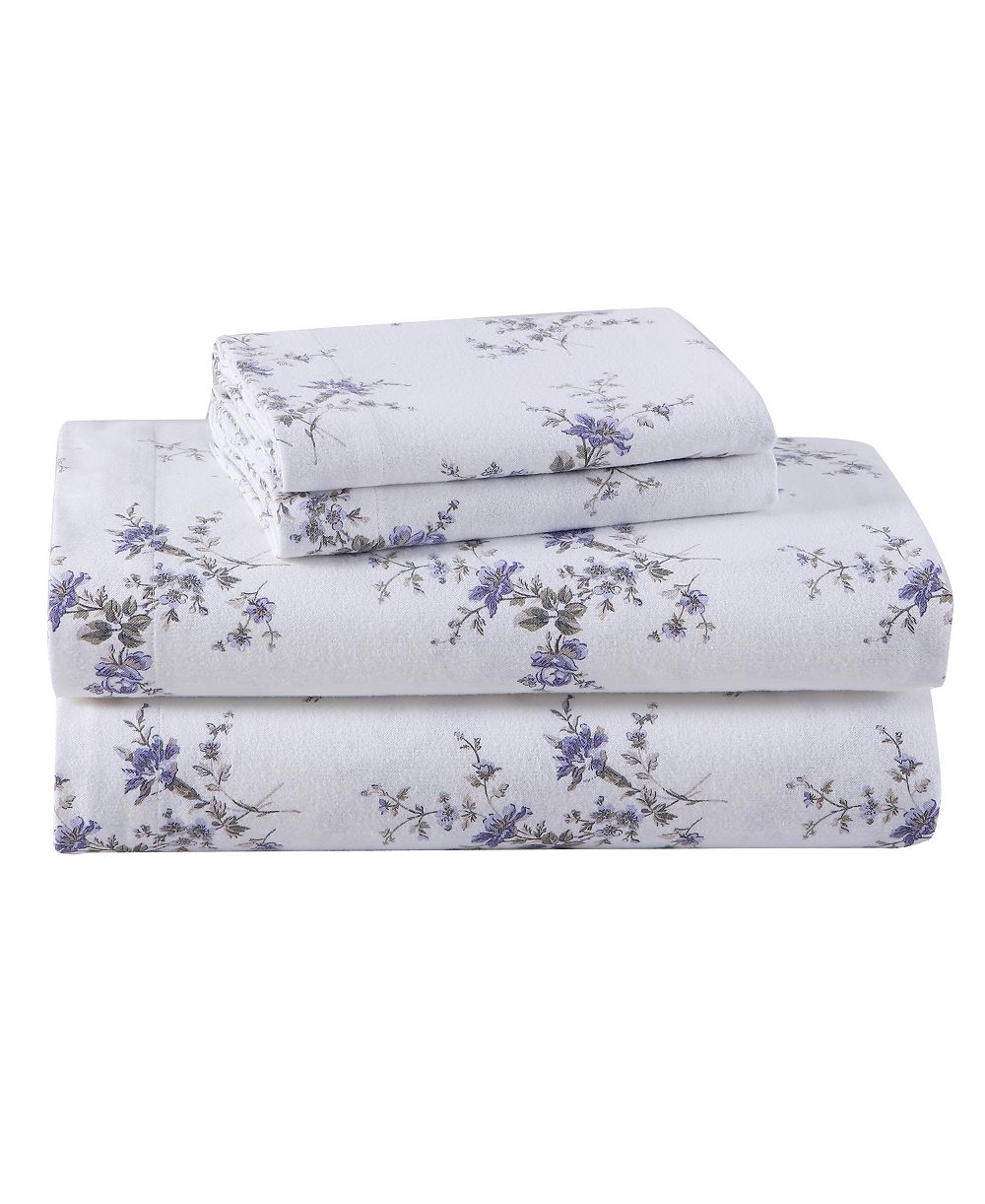 Laura Ashley хлопковый фланелевый комплект постельного белья, 4 Piece, Full