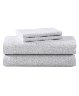 Laura Ashley Cotton Flannel 4-Piece Sheet Set, Queen