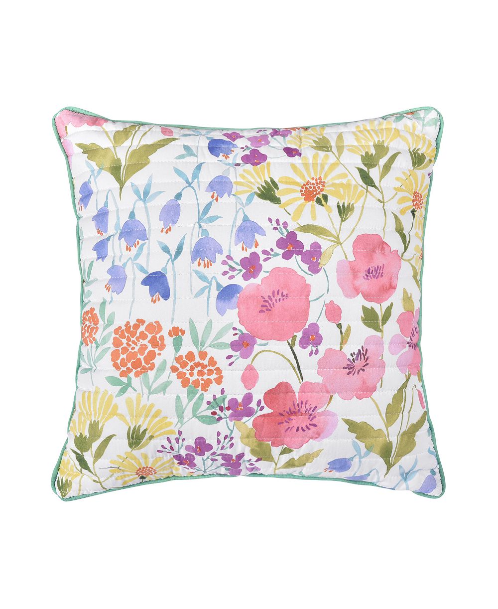 J. Queen Bold Jules Wildflower Quilted Decorative Pillow, 18" x 18"