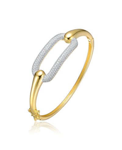 Genevive Sterling Silver Two-Toned French Pave Open Link Bangle Bracelet