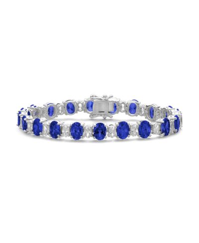 Браслет Genevive Elegant White Gold Plated Oval Cubic Zirconia Tennis