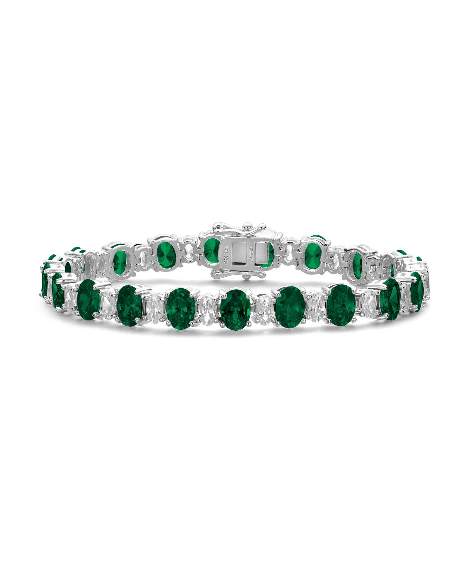 Браслет Genevive Elegant White Gold Plated Oval Cubic Zirconia Tennis